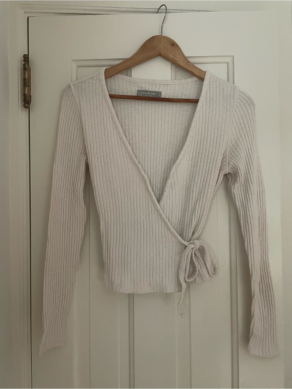 Everlane Ribbed Wrap Sweater - Cream
